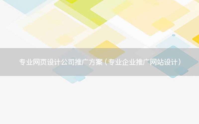 专业网页设计公司推广方案（专业企业推广网站设计）